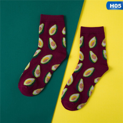 

Women Cotton Socks Fruit Avocado Pineapple Printed Novelty Sport Funny Socks