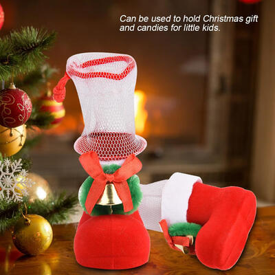 

1pc Christmas Flocking Boot Shoe Candy Gift Holder Xmas Tree Hanging Ornament Festival Decoration Christmas Gift Boot