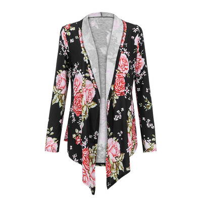 

Toponeto Women Winter Long Sleeve Printing Plus Size Open Blazer Cardigan Coat