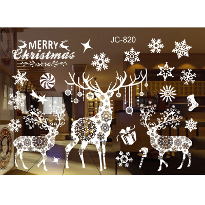 

〖Follure〗Christmas Living Room Xmas Santa Claus Snowman Elk Wall Stickers Window Decor A