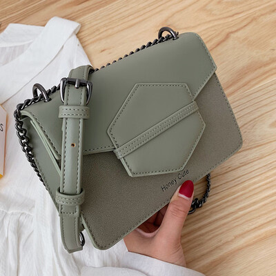 

Autumn&winter womens new 2019 simple fashion single shoulder small square bag retro texture chain oblique satchel bag