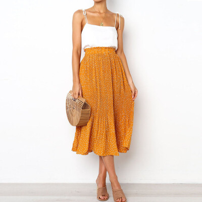 

Roseonmyhand Women Casual Retro High Waist Floral Long Dress Print Skirt