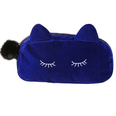 

Colorful Cartoon Cat Design Coin Storage Case Travel Makeup Flannel Pouch Cosmetic Bag