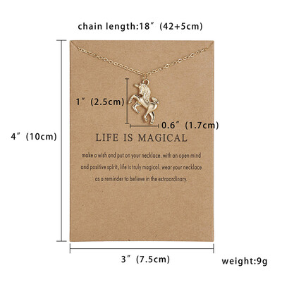

Fashion Jewelry Life is Magical Alloy Horse Necklace & Pendant For Women Gift Animal Pendant Short Chain Necklace