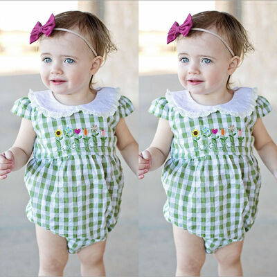 

Newborn Baby Girls Plaid Ruffle Romper Bodysuit Jumpsuit Outfit Clothes 0-24M