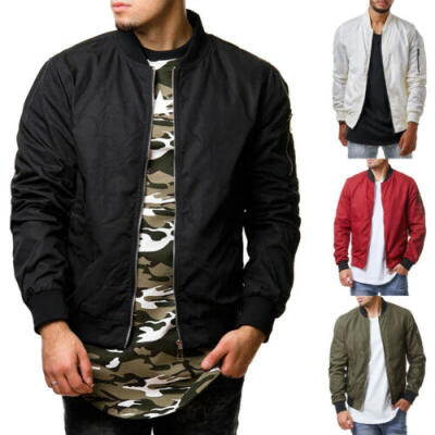 

Men Casual Business Jacket Thin Autumn Baseball Outerwear Bomber Coat Fashion