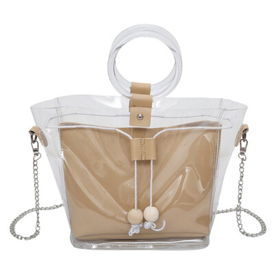 

Tailored Women Shoulder Bag Clear Transparent Drawstring Girls Composite Bag Handbags