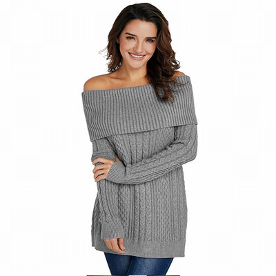 

Lapel long sleeve bottomed knit shawl pullover