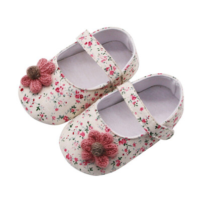 

Baby Shoes Baby Girl Breathable Floral Print Anti-Slip Shoes With Flower Casual Sneakers Toddler Soft Soled First Walkers