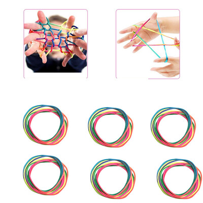 

Siaonvr 6PCS Rainbow Toy String Set Finger 8pcs Rainbow Rope Skill Game Kid Elastic Game