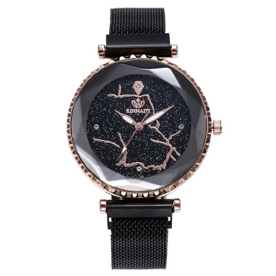 

Fashion Mesh Women Clock Starry Sky Magnet Geometric Surface Ladies Dress Quartz Wristwatch Female Wrist Watches Bayan Kol Saati