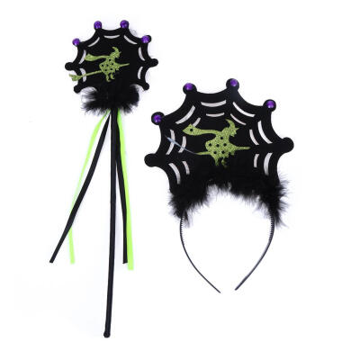 

2pcs Halloween Ghost Bat Headwear Hair Clasp Magic Wand Party Costume