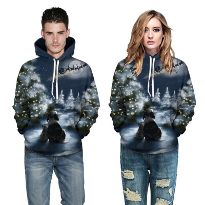 

Toponeto Couples Autumn Spring Fashion 3D Christmas Long Sleeve Hoodies Top Sweatershirt