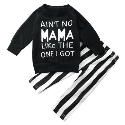 

Autumn Children Boys Clothes Set 2pcs Cute Letters T-shirt Stripe Pants