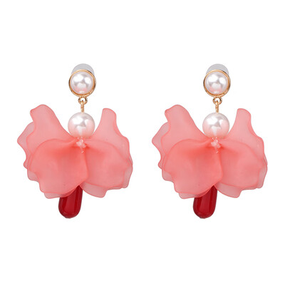 

2019 New arrival Fashion colorful Resin Flower Long Earrings Bohemia Handmade Petal Dangle Earrings For Women ZA Jewelry Gift