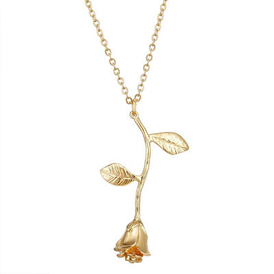 

Bijoux Femme Collier 2018 New Pink Gold Rose Flower Statement Necklace Women Charm Maxi Choker Boho Jewelry Graduation
