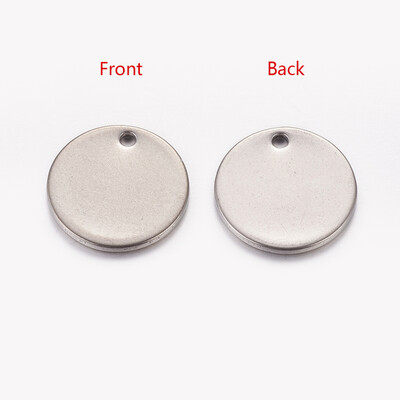 

304 Stainless Steel Blank Stamping Tag Pendants Flat Round 13x081mm Hole 1mm