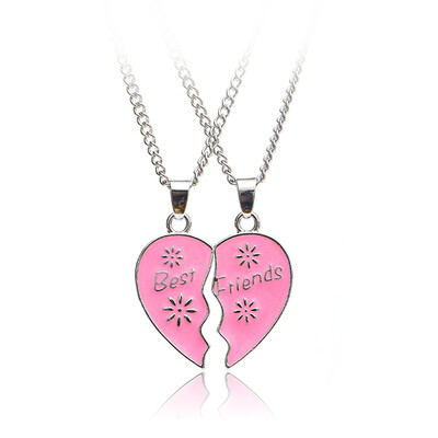 

Broken Heart Pendant Best Friends Big Sisters Little Sister Sterling Silver Rainbow Rhinestone Necklace Jewelry