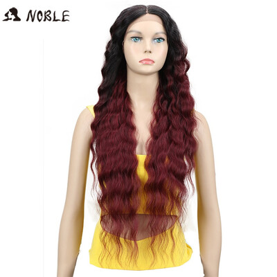 

Noble Hair Lace Front ombre blonde Wig 30 Inch Long Wavy Dark Root Synthetic Wigs For Black Women 2 Colors Available Free Ship