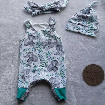 

US Infant Baby Boy Girl Sleeveless Elephant Romper Jumpsuit Bodysuit Clothes Set