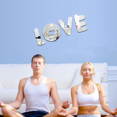

Toponeto Acrylic 3D Love Word Combination Mirror Effect Wall Sticker Decal Home Decor GD