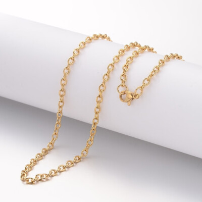 

304 Stainless Steel Necklace Making Cable Chains with Lobster Clasps Golden 1772"450mm 2mm