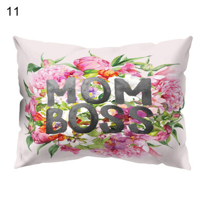

Flower Letter Print Pillow Case Sofa Waist Throw Cushion Cover Office Home Decor