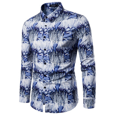 

Toponeto Mens Casual 3D Printing Colorful Slim Long Sleeve Dress Shirt Blouse Tops