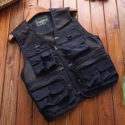 

Men Vest Jacket Outdoor Fishing Solid Color Multi-Pocket Zipper Casual Waistcoat