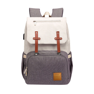 

Tailored Waterproof Large-capacity Mummy Bag With USB Color Matching Womens Backpack