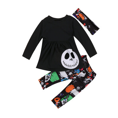 

kid girl 3pcs halloween clothes set T shirt pants headband baby cloth autumn set