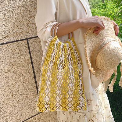 

Tailored Womens Fashion Retro Woven Shoulder Bag Solid Color Handbag Woven Bag Beach Bag