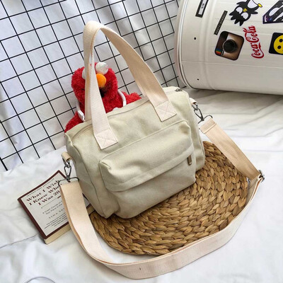 

Tailored Womens solid color portable canvas bag simple shoulder Bag Casual Messenger bag