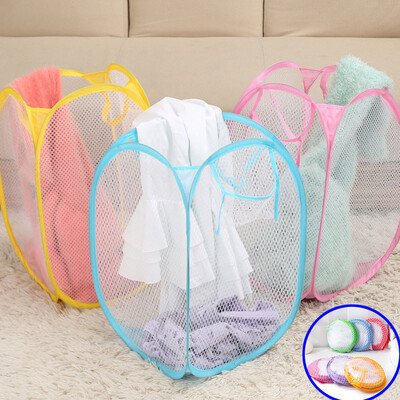 

Siaonvr Laundry Basket Pop-Up Mesh Bin Tidy Storage Toys Fold-able Cloth Washing Bag