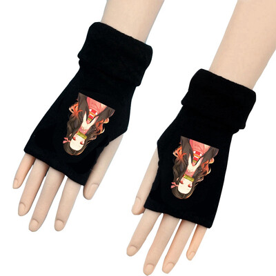 

Anime Demon Slayer Kimetsu No Yaiba Winter Warm Cotton Unisex Long Fingerless Gloves Work Halffinger Gloves With Thumb Hole