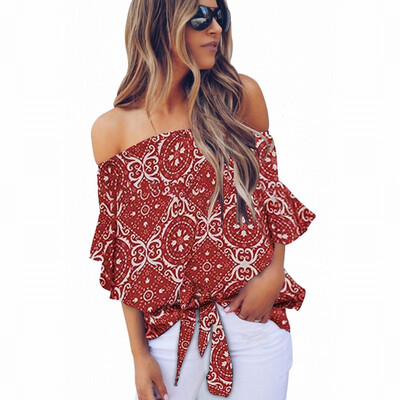 

Printed shirt Womens knotted top