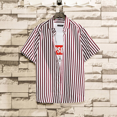 

Tailored Mens Summer Loose Casual Daily Striped Short Sleeve Shirt Casual Blouse