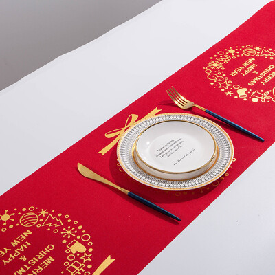 

Tailored Merry Christmas Red Snowflake Snowman Long Table Runner Cloth 270CM Home Decor