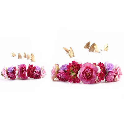 

Baby&Mother Feather Flower Crown Floral Plume Headband Princess Photography Props Parent-Child Festival Wreath Hair Accessory