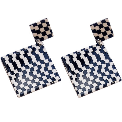 

Frosty Style Black&White Lattice Acrylic Geometric Earrings Drop Korean Earrings For Women Long Earrings