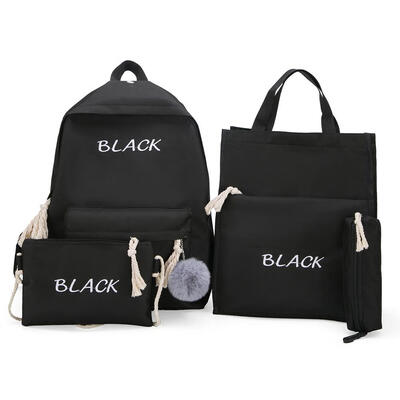 

4pcsset Canvas Backpack Shoulder Bags Totes Women Preppy School Pen Bags