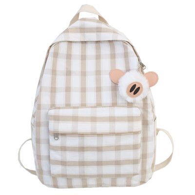 

Insfeng Korean version schoolbag girls junior high school students checkered shoulder bag Japanese lovely Sen girls campus Backpac