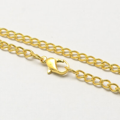 

Vintage Iron Twisted Chain Necklace Making for Pocket Watches Design with Lobster Clasps Golden 315" Link 33x46x09mm
