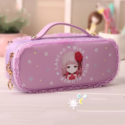 

Zipper Pencil Case Pu Leather Zippered File Bag Storage Colorful Pencil Cases