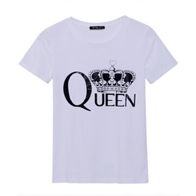 

Casual Women Queen Crown Printed T-shirt Summer Short Sleeve Fitness Rock Punk Tees Woman Tops