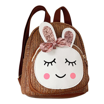 

Tailored Children Kids Fashion Girls Rabbit Straw Shoulder Handbag Backpack Casual Bags