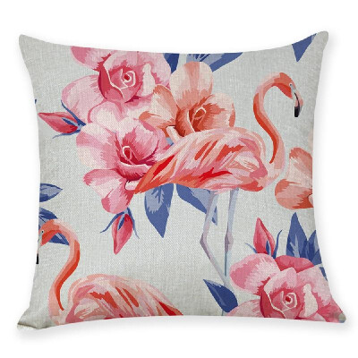 

Flamingo Pillowcase Pillow Cover Cartoon Sofa Cushion Case Protector 45x45CM Without Core