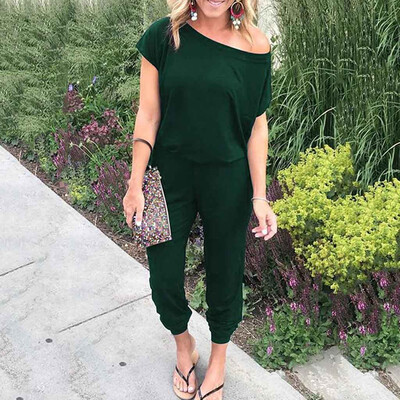 

Starmoon Women Pocket Off Shoulder Short Sleeve Rompers Jumpsuit Long Playsuit