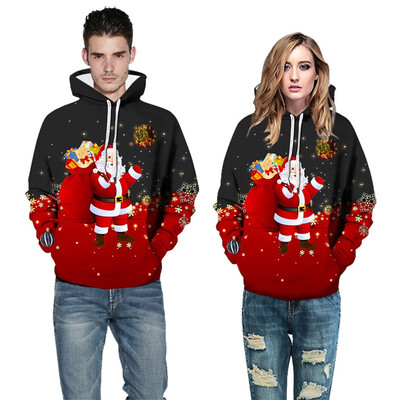 

Toponeto Mens Casual Christmas Funny 3D Print Party Long Sleeve Hoodie Top Blouse Coat