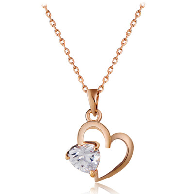 

Champagne Enamel Hollow Crystal Pendant Necklace